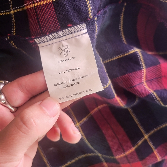 Horns of Odin red, green, blue, black, white and yellow button down jacket - Picture 4 of 8